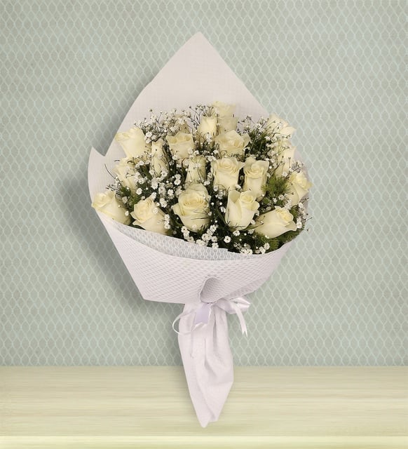 20'li Beyaz Gül Buketi – Saf Sevgi & Zarafet
